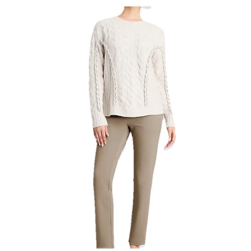 PURE JILL Slim Leg Pull On Pants Khaki Taupe Size LARGE PETITE Basic Minimalist